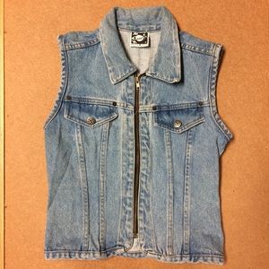 Vintage Denim Jean Zip Up Vest